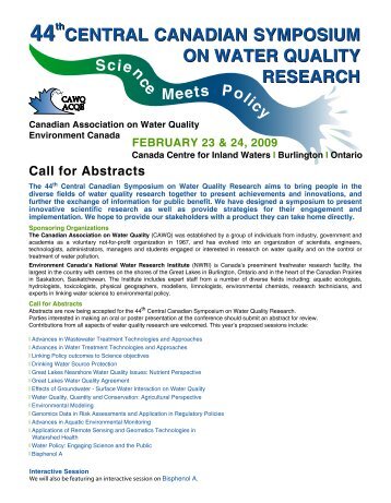 central canadian symposium on water quality research central ...