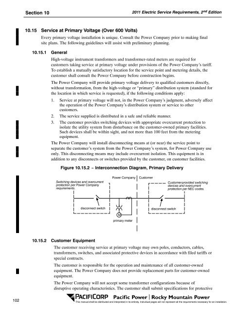 2011 Electric Service Requirements Manual, 2nd - Pacific Power