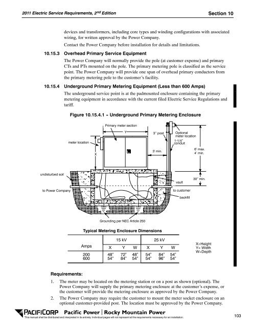 2011 Electric Service Requirements Manual, 2nd - Pacific Power