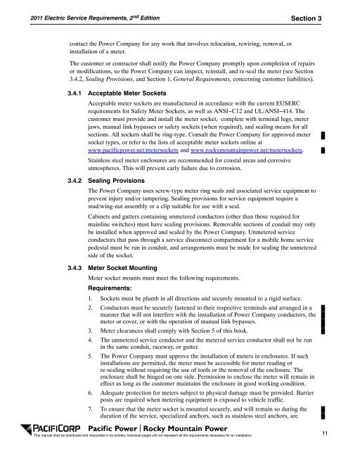 2011 Electric Service Requirements Manual, 2nd - Pacific Power