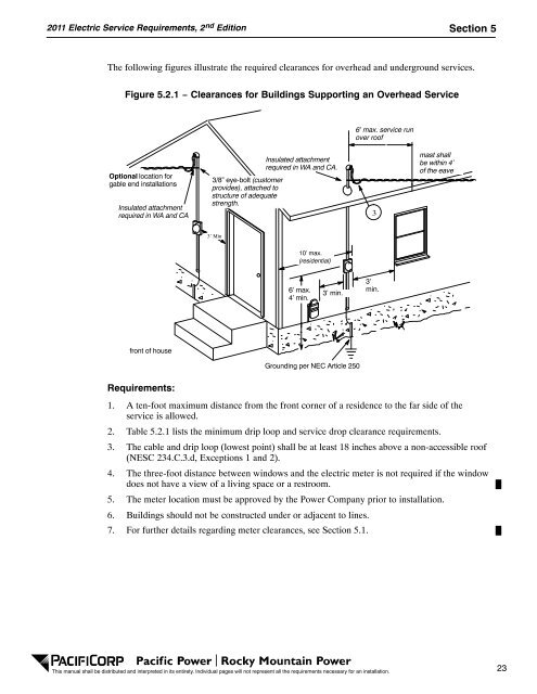 2011 Electric Service Requirements Manual, 2nd - Pacific Power