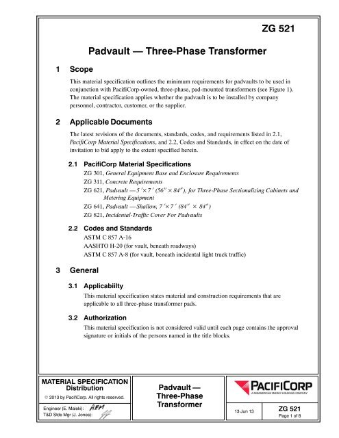 ZG 521 Padvault â Three-Phase Transformer - Pacific Power