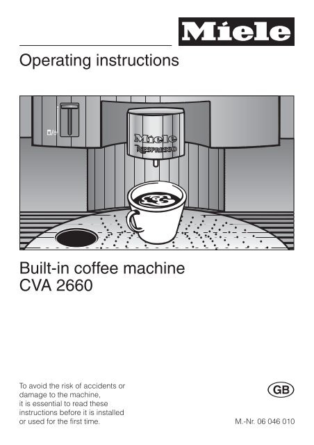 Operating instructions Built-in coffee machine CVA 2660