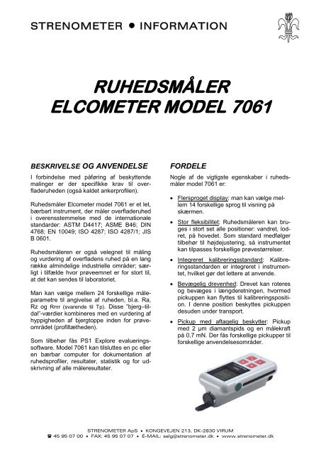 RUHEDSMÅLER ELCOMETER MODEL 7061 - Strenometer ApS