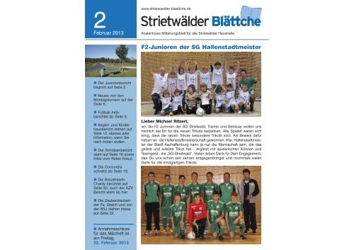 F2-Junioren der SG Hallenstadtmeister - StrietwÃ¤lder BlÃ¤ttche