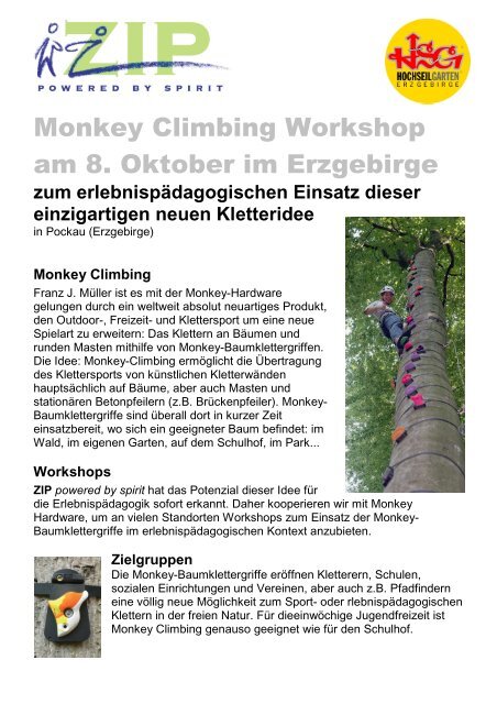 ZIP Flyer Monkey Climbing Workshop Pockau 30.10.09