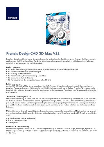Franzis DesignCAD 3D Max V22 - Strohmedia.de