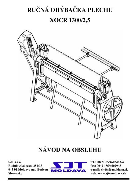 ručná ohýbačka plechu xocr 1300/2,5 návod na ... - SJT Moldava