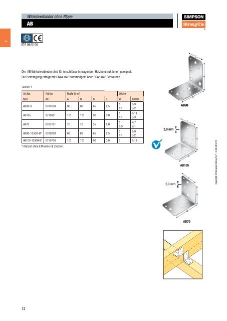 AB70 Winkelverbinder.pdf - Simpson Strong-Tie