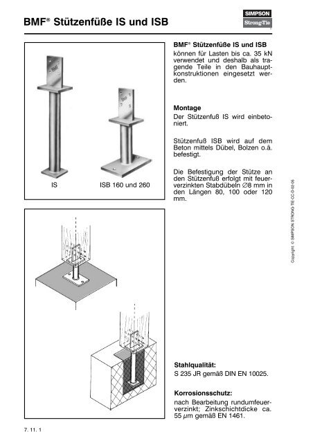 BMFÂ® StÃ¼tzenfÃ¼Ãe IS und ISB