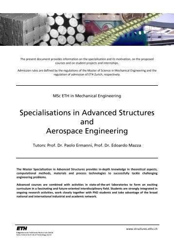 Specialisations in Advanced Structures and Aerospace Engineering