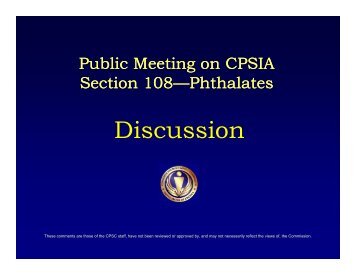 Public Meeting on CPSIA Section 108 - Phthalates: Discussion - CPSC