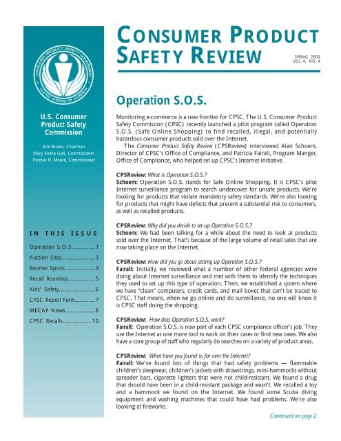 Consumer Product Safety Review -Spring 2000 - CPSC