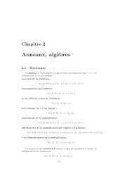 Anneaux, alg`ebres