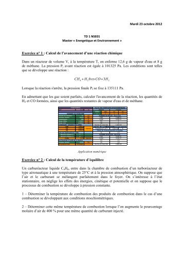 TD1 - Master 2 en MÃ©canique des fluides et EnergÃ©tique