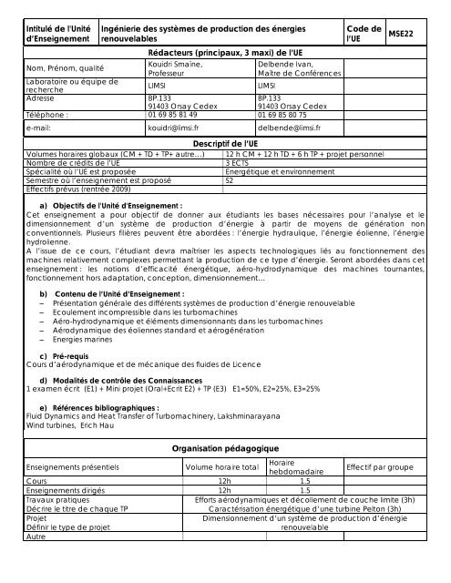 Fiche de cours MSE22 - Master 2 en MÃ©canique des fluides et ...