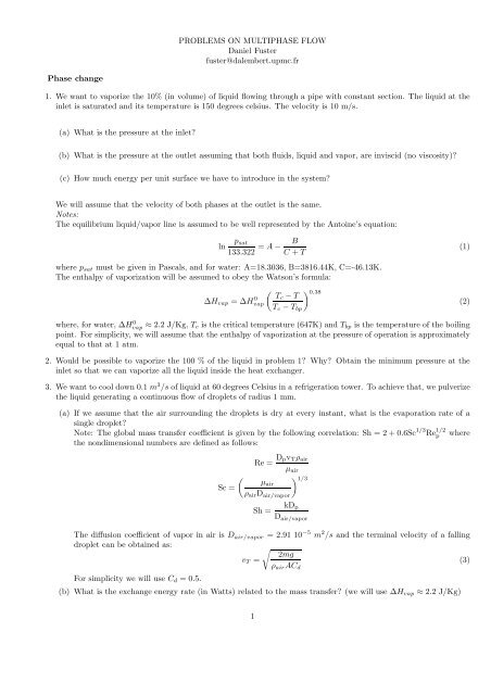 PROBLEMS ON MULTIPHASE FLOW Daniel Fuster fuster ...