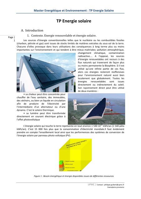 Master EnergÃ©tique et Environnement : TP Energie Solaire