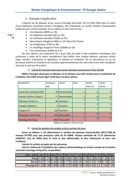 Master EnergÃ©tique et Environnement : TP Energie Solaire