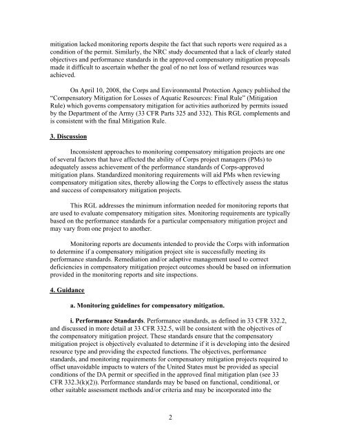 REGULATORY GUIDANCE LETTER - U.S. Army