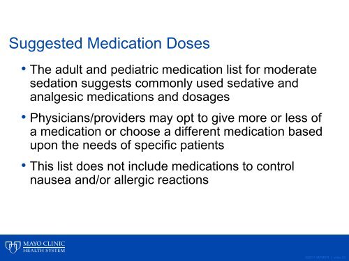 Moderate Sedation Presentation - Mayo Clinic Health System