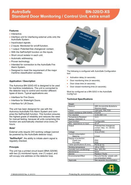 Autrosafe Bn 320 D Xs Standard Door Monitoring Control