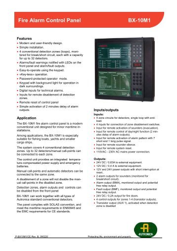 BX-10M1 fire alarm control panel, datasheet - Autronica Fire and ...