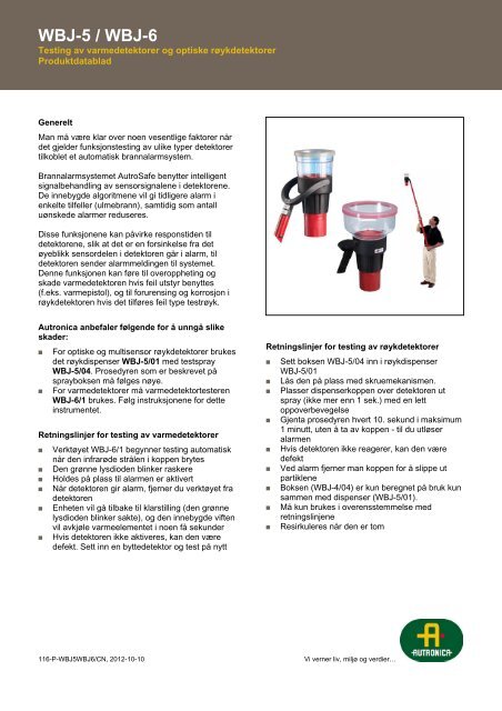 WBJ-5 / WBJ-6 - Autronica - Autronica Fire and Security AS