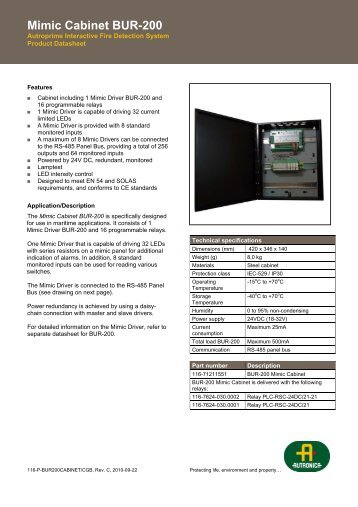 Mimic Cabinet BUR-200 - Autronica Fire and Security