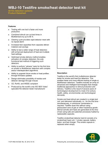 WBJ-10 Testifire smoke/heat detector test kit - Autronica Fire and ...