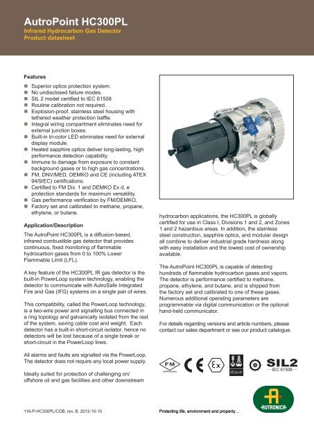 AutroPoint HC300PL - Infrared Hydrocarbon Gas Detector