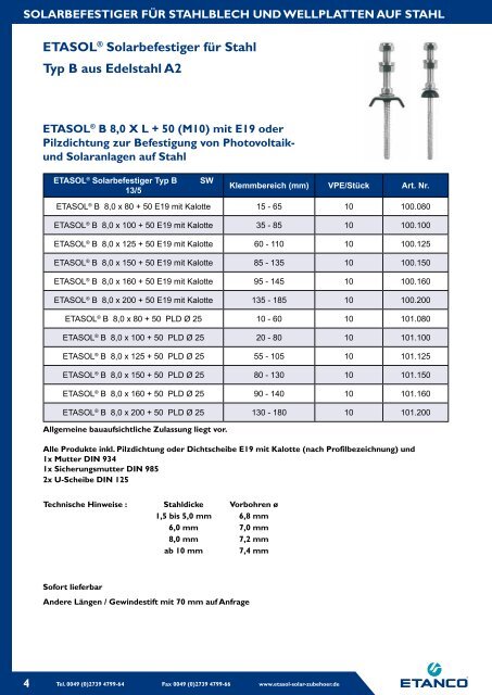 ETASOL® Sechskantschraube aus Edelstahl A2 - Etanco