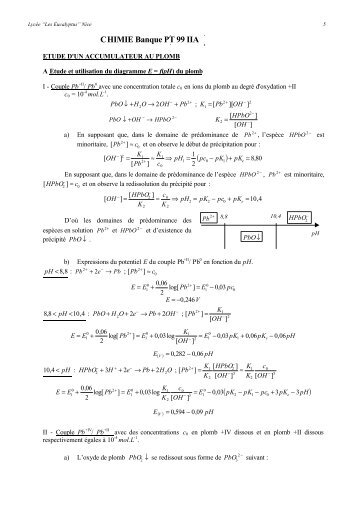 CHIMIE Banque PT 99 IIA