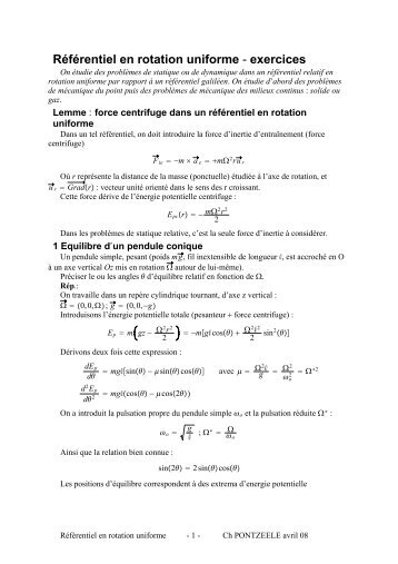 5 Référentiels en rotation - Site de Christian PONTZEELE