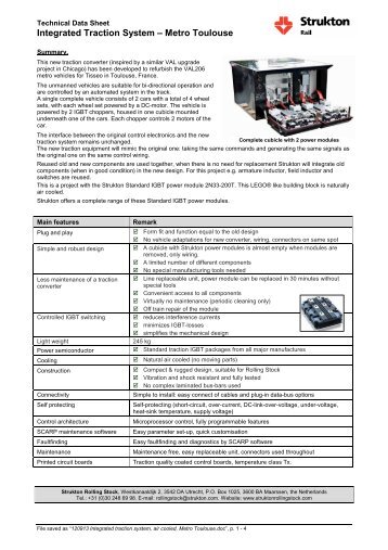 120913 Integrated traction system, air cooled, Metro ... - Strukton Rail