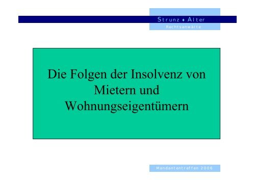 Die Folgen der Insolvenz von Mietern und WohnungseigentÃ¼mern