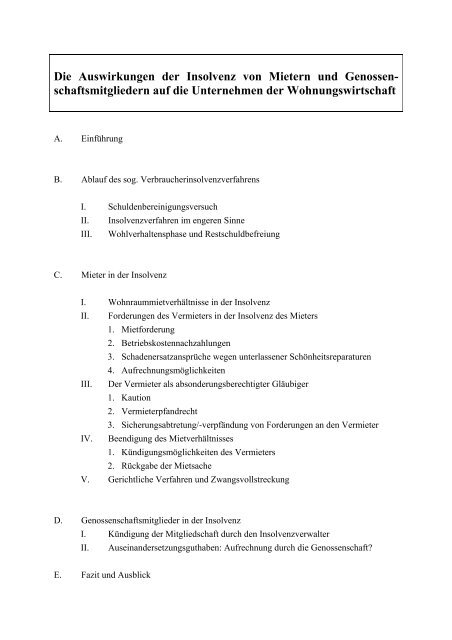 Die Auswirkungen Der Insolvenz Von Mietern Und Rechtsanwa Lte