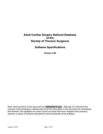 Adult Cardiac Surgery National Database of the Society of Thoracic ...