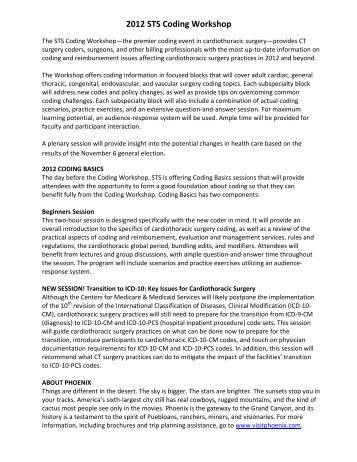 2012 STS Coding Workshop - The Society of Thoracic Surgeons