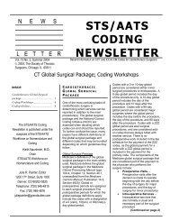 News sts/aats coding newsletter - The Society of Thoracic Surgeons