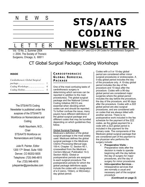 News Sts Aats Coding Newsletter The Society Of Thoracic Surgeons