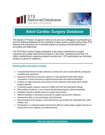 Adult Cardiac Surgery Database - The Society of Thoracic Surgeons