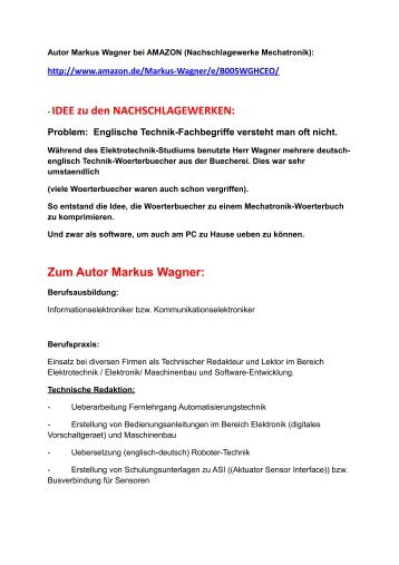 Motivation + Idee fuer Woerterbuecher und Lexika der Technik / Mechatronik (Autor Markus Wagner):