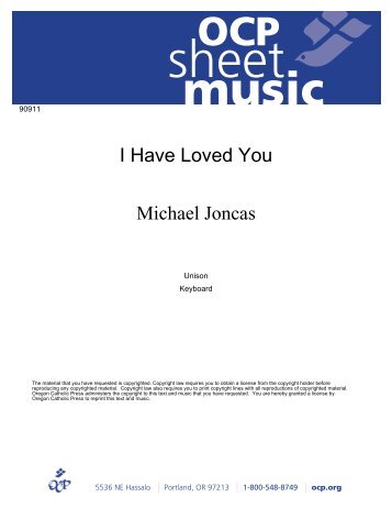 I Have Loved You (sheet music) - St Thomas the Apostle