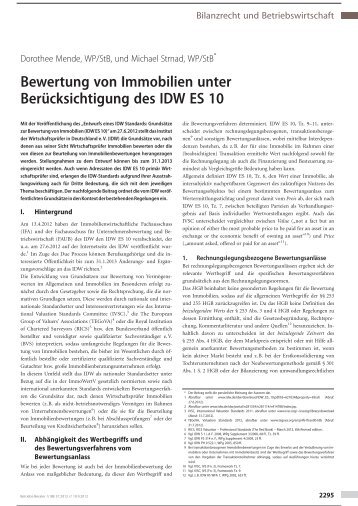 Bewertung von Immobilien unter ... - DGR Wirtschaftsprüfung