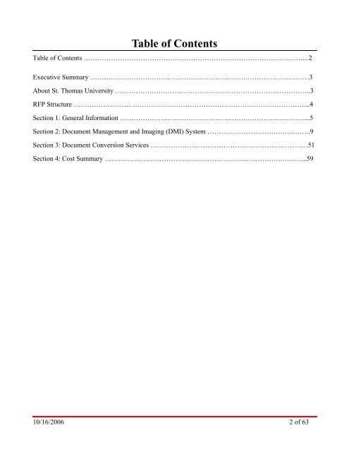 RFP - St. Thomas University