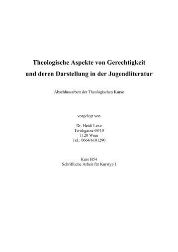 Theologische Aspekte von Gerechtigkeit und deren ... - Stube