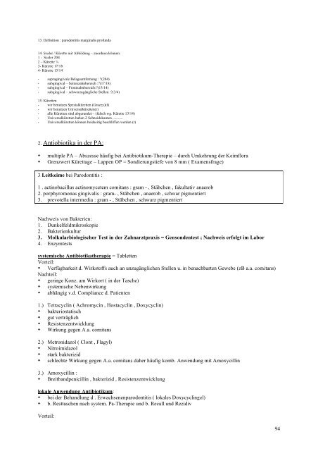 93 PA : 1. Eingangsklausur 2. Antibiotika in der PA