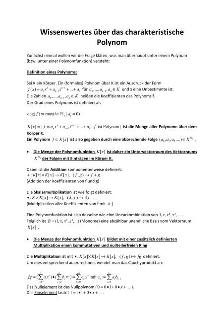 Wissenswertes Ã¼ber das charakteristische Polynom