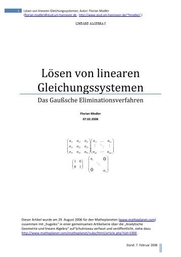 LÃ¶sen von linearen Gleichungssystemen